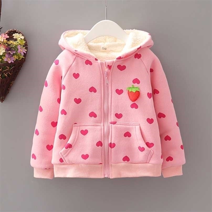 

baby girl sweatshirts hoodies autumn winter long sleeve cute outwear cotton coat jacket girls tops kids clothes 211110, Picture color