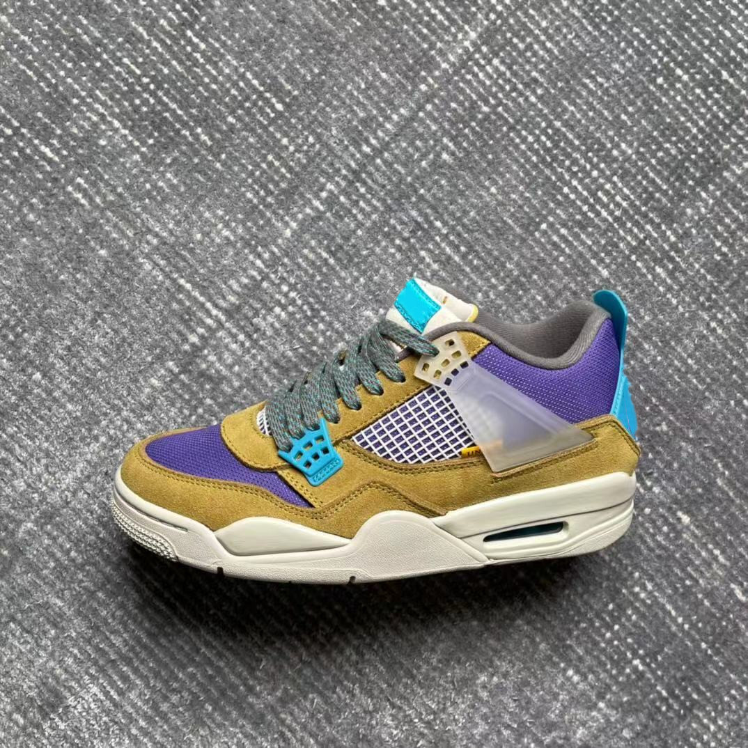 

2021 version jumpman 4s desert moss basketball designer shoes turquoise blue-dark iris 4 outdoor running trainers sports size 36--47.5 ship