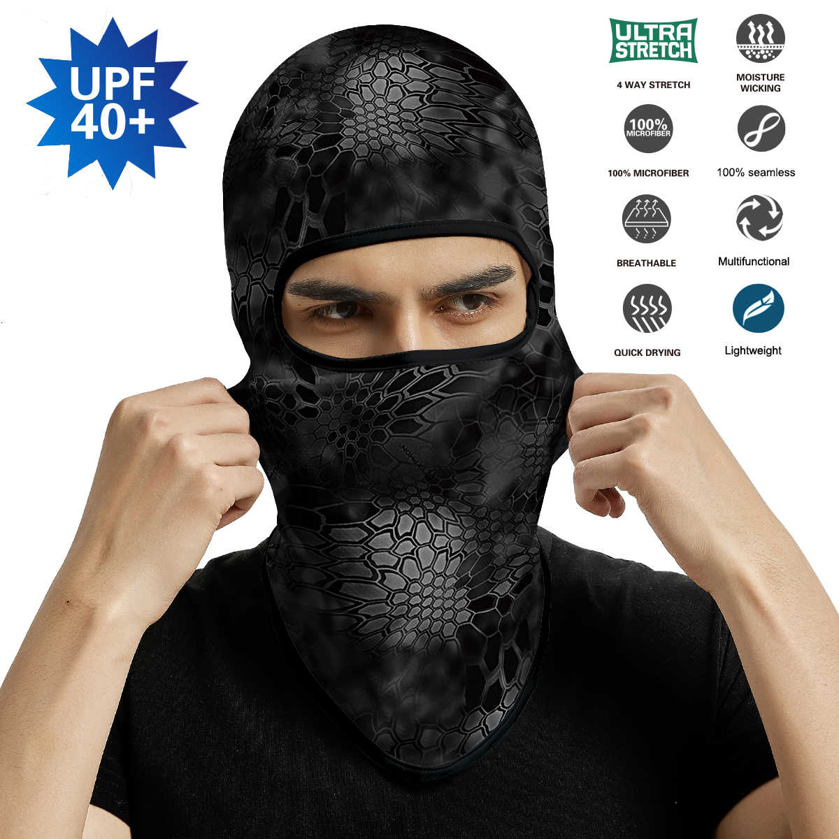 

Tactical Military Balaclava Headband Kryptek Typhon Fishing Hunting Face Mask Bandana Buff Army Camo Cycling Helmet Liner Scarfs, Bandana black scarf