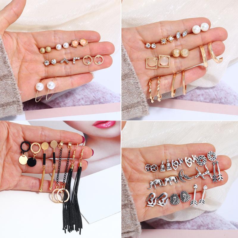 

Stud Earrings Set For Women Crystal Pear Fashion Jewelry Wholesale Party Gift