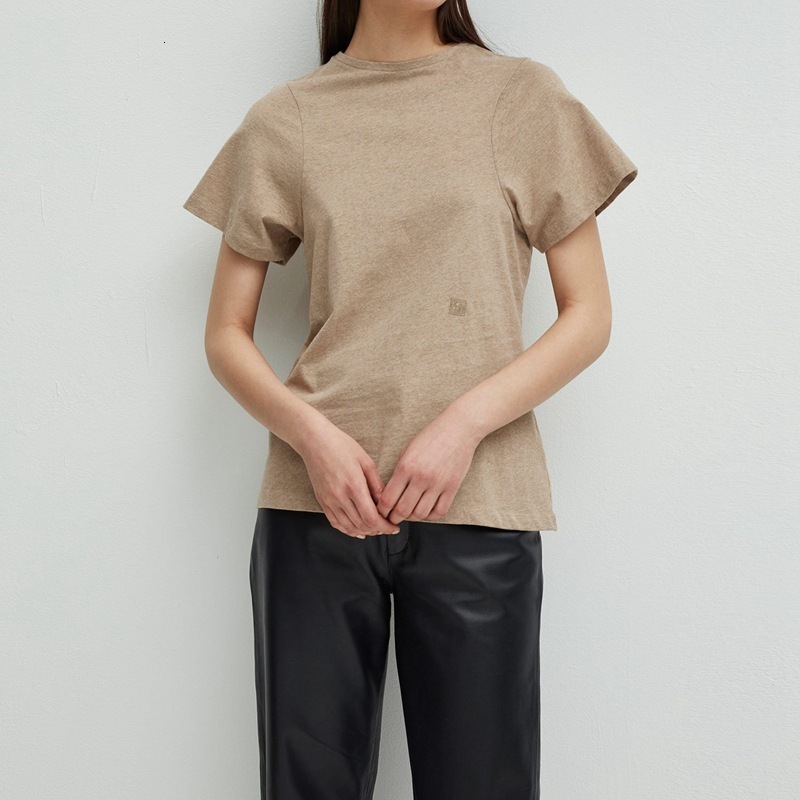 

Women's T-Shirt New Fashion Embroidery Tshirts Women Classic Simple Design Round Neck Short Sleeve Cotton T-shirt 4 Colors PDVX, Black