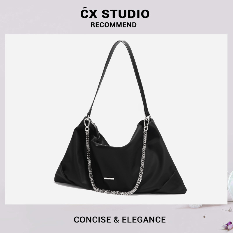 

2021 New Korean Style Lightweight and Large Capacity Waterproof Oxford Cloth Tote All-Match Nylon Cloth Shoulder Crossbody Womens Bag, D993# black