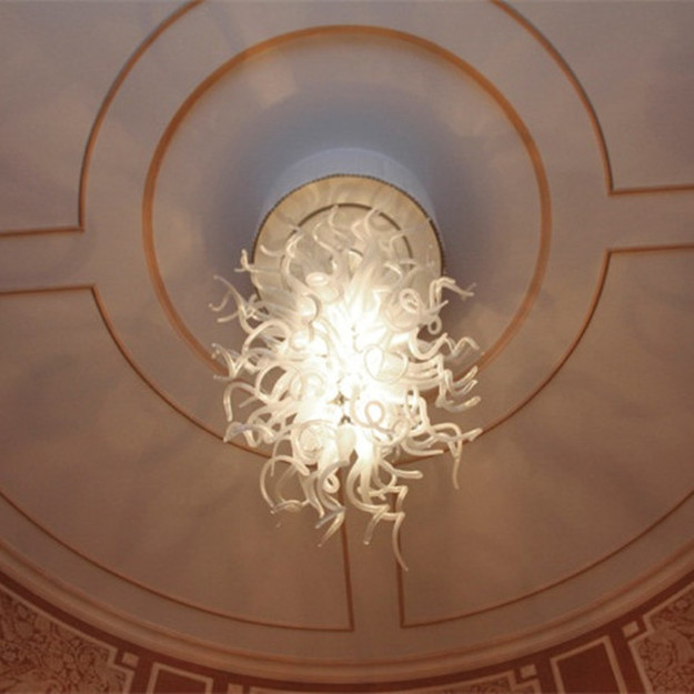 American LED Lamps Transparent White Color Pendant Lights Hand Blown Glass Chandelier Lighting for Living Room Bedroom Kitchen Home Decor-image-695078178