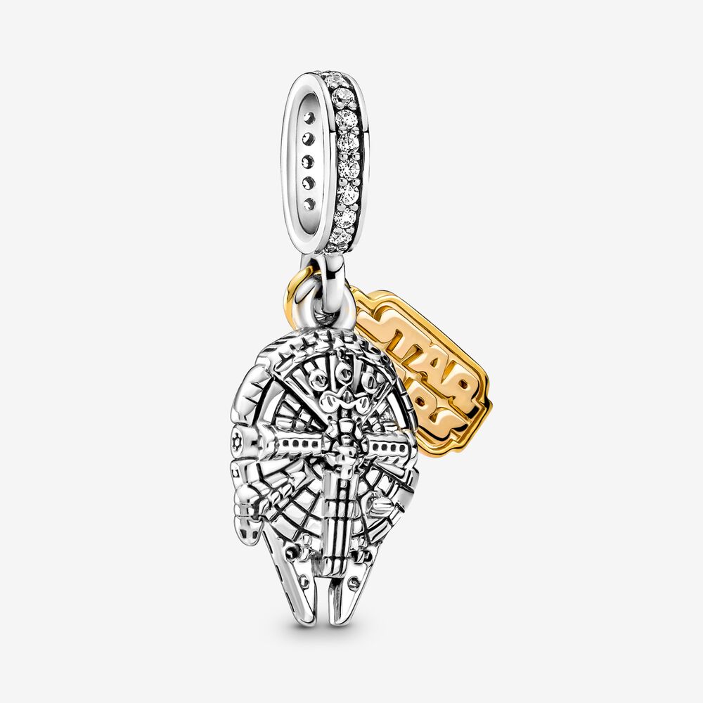 

100% 925 Sterling Silver Millennium Falcon Dangle Charms Fit Original European Charm Bracelet Fashion Women Wedding Engagement Jewelry Accessories, Bronze;silver