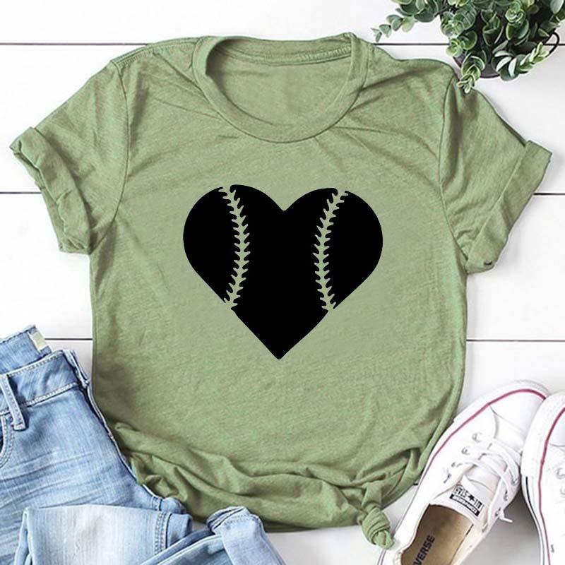 

Baseball Mom Graphic T-shirt Aesthetic Heart Mother Gift Women Tshirt Casual Girl Ulzzang Shirts Summer Tops Drop Women, Black