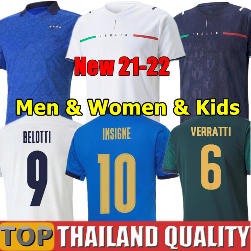 

Fans Player version 2021 Italy soccer jerseys INSIGNE Renaissance 21 22 football shirt set CHIELLINI BONUCCI BERNARDESCHI BELOTTI BARELLA men kids kit uniforms, 2020 away - women