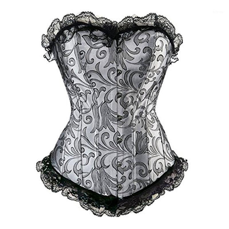 

Bustiers & Corsets WYS.JL Gothic Gray Corset Product Sexy Gathered Ladies Breast Support Waistband Lace