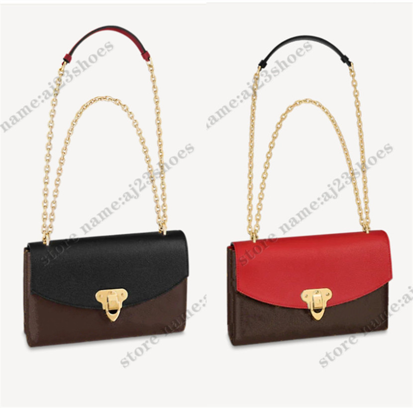 

Placide chain bag Cerise Red Inside zipped flat pocket crossbody M43714 Bordeaux Red luxury designer bags, 01