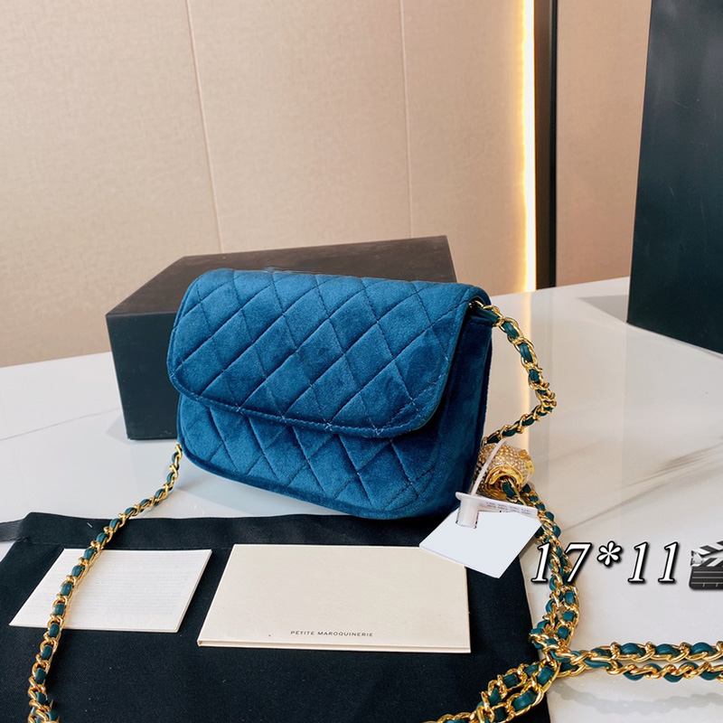 

2021 Early Fall Winter Gold Strass Ball Bags Classic Flap Mini Velvet Quilted Matelasse Chain Crossbody Adjustable Shoulder Strap Luxury Designer Handbags 17C, Black