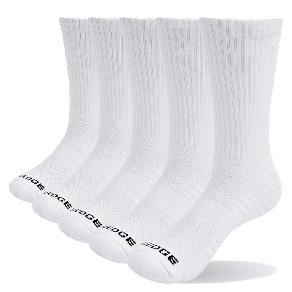 

YUEDGE Men 5 Pairs Solid Color Breathable Comfortable Cotton Cushion Deodorant Crew Sos Work White Sos