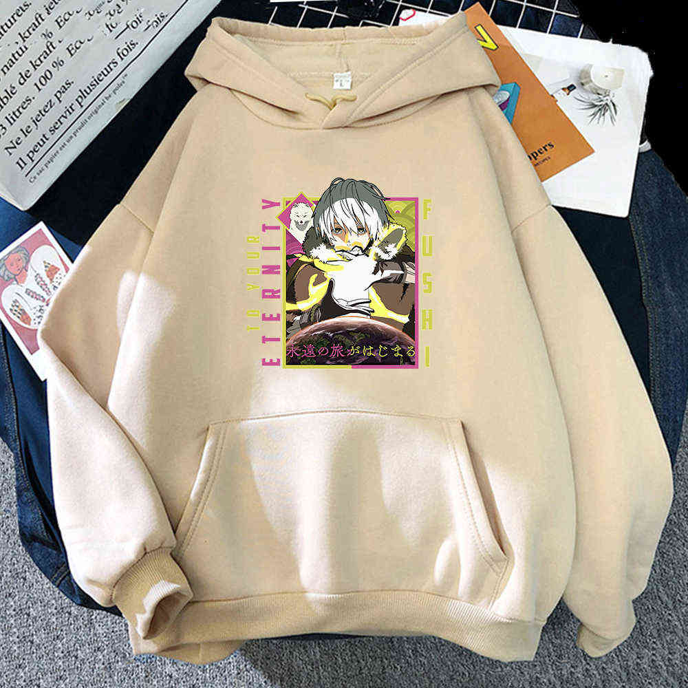 

Harajuku Anime To Your Eternity Cartoon Fushi Kawaii Clothes Women's Sweatshirts Men Women Winter Oversized Streets Hoodies Tops H0908, Black