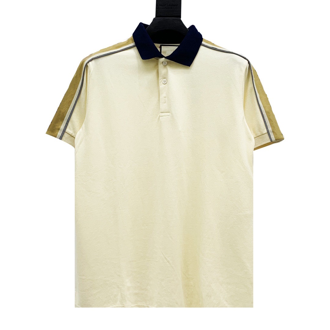 

2021 Luxury Italy Polo T-Shirt Men Summer Short Sleeve Tee Women Stand Collar Reflective Webbing Tshirts High Quality, White;black