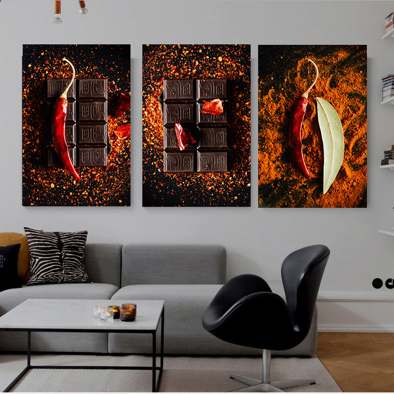 

Kitchen Wall Decorations Ingredients Chili And Chocolate For Restaurant Canvas Print Art Cuadros No Frame Modern Room Decor