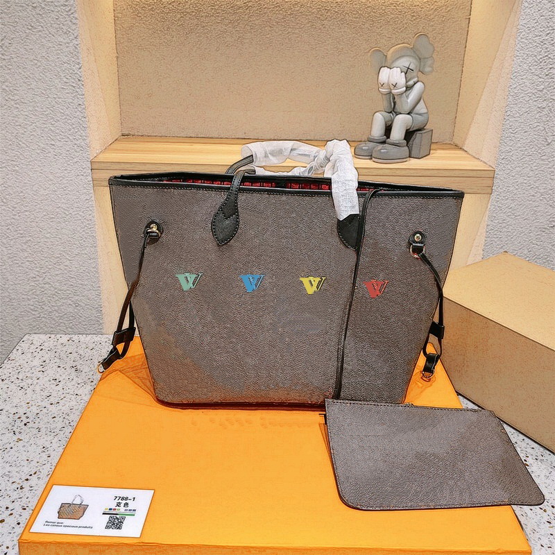 

Rainbow Letter Print Onthego 2Pcs Shoulder Shopping Bags Women Crossbody Messenger Bag Designer Handbags 5A+ Quality Cowhide Shop Totes Lady