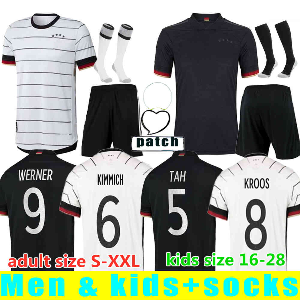 

Germany 2021 2022 soccer jersey Fans men HUMMELS KROOS GNABRY WERNER DRAXLER REUS MULLER GOTZE European Cup football kids kit size S-XXL, Black