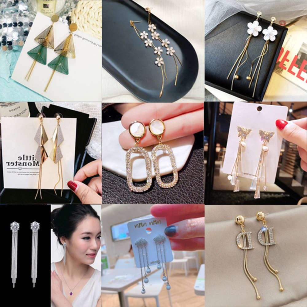 

earrings fashion Korean net red versatile temperament, silver needle earrings, female personality long Tassel Earrings, earrings and, Golden