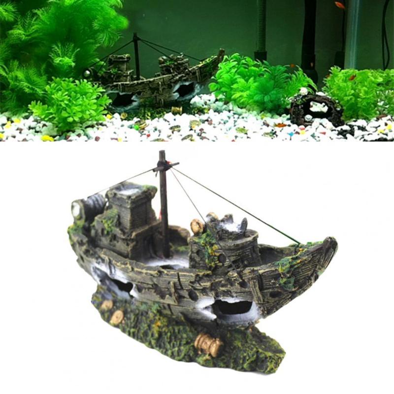 

Decorations Shipwreck Figurine Clear Carved Fashion Excellent Detail Fish Tank Landscape Ornament