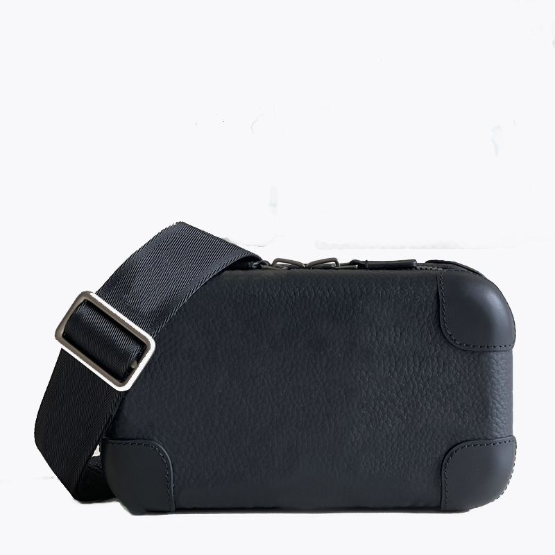 

5A Top Quality Men Clutch Bags Trunk Young Canvas Leather Fashion Casual Cowhide Hard Zipped Pocket Cross Body Wallets With Box B158-1 (45579 20439) BAG0001, Black canvas 45579