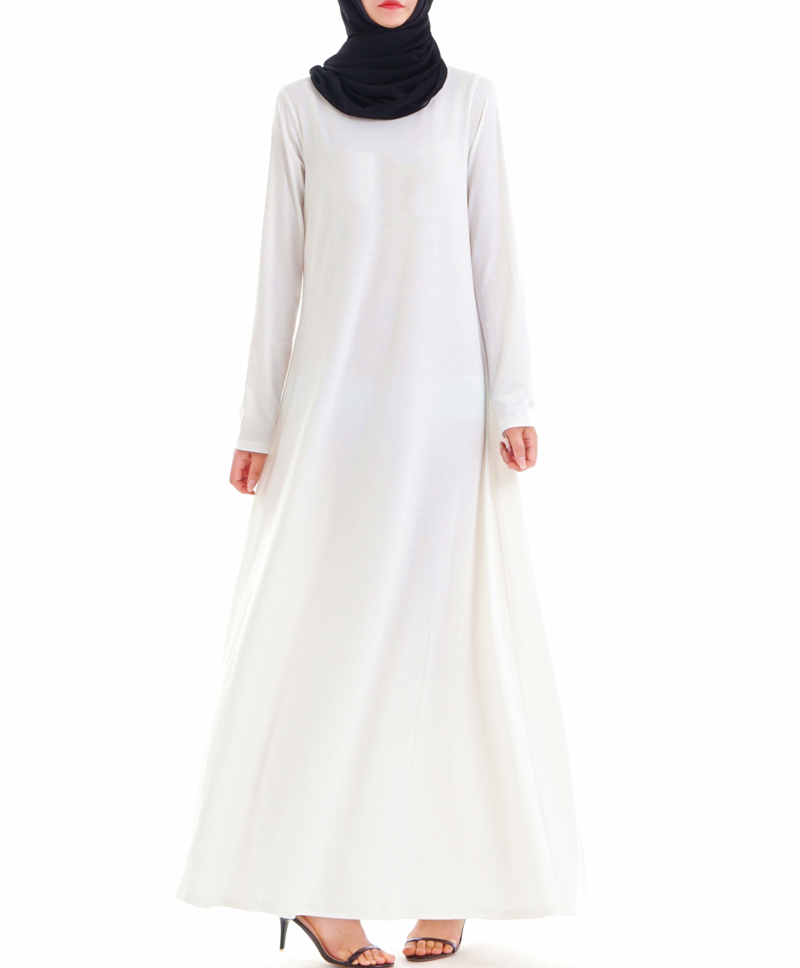 

Muslim Dress Women 95% Cotton Simple Solid Color Dubai Arab Turkish Caftan Islamic Clothing Abayas Ramadan Jubah Hijab Vestidos
