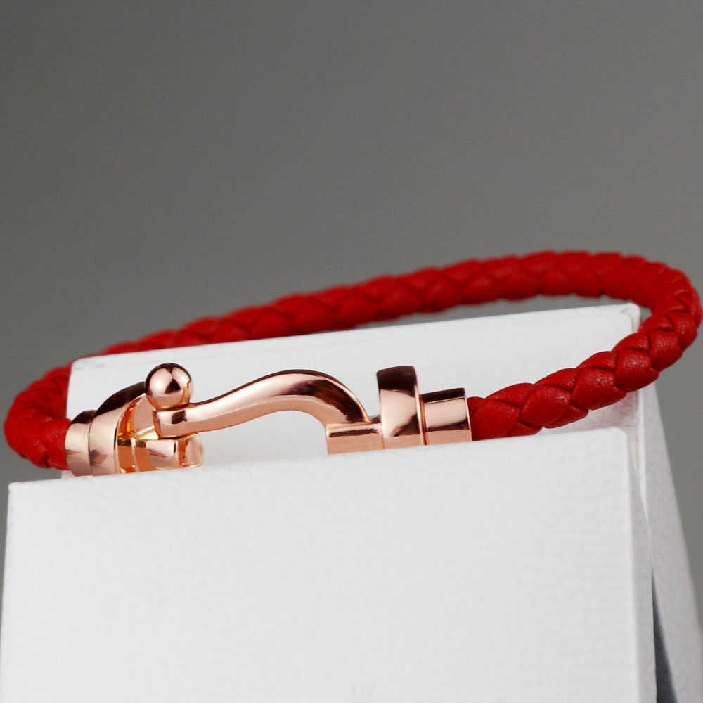

f High Quality Original Red Rope Horseshoe Bracelet Couple Luxury Trend Brand Jewelry Fred Female Gift Holiday