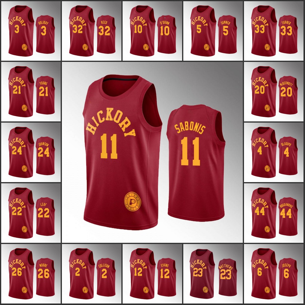 

Indiana Pacers''Men Victor Oladipo Domantas Sabonis Myles Turner Hardwood''Classics Red Custom Jersey