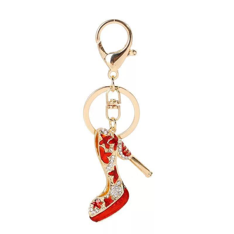 

Keychains Creative Charm Crystal High Heel Keychain Personality Rhinestone Car Key Ring Female Bag Pendant Accessories Girl Gift