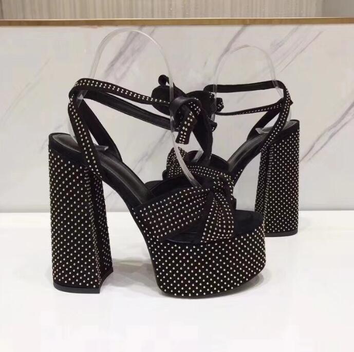 

Summer European American catwalk super high heel platform bow sandals fashion strap leather love chunky heels women shoes, Red