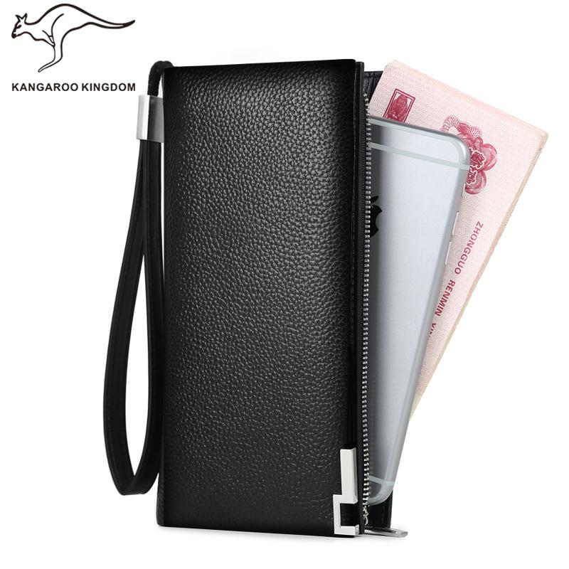 

Wallets Kangaroo Kingdom Luxury Genuine Leather Men Wallet Long Business Male Brand Clutch Purse, Red;black