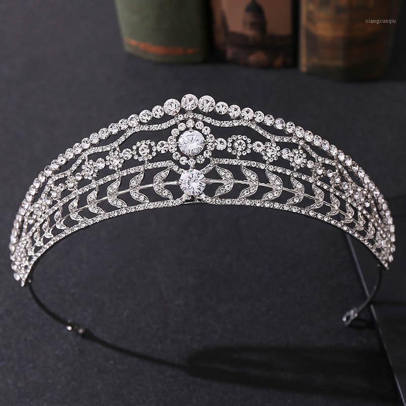 

Hair Clips & Barrettes Cubic Zirconia Crown Headband Bridal Headpiece CZ Tiara Wedding Jewelry Princess For Girls Gold Royal Pageant, Golden;silver