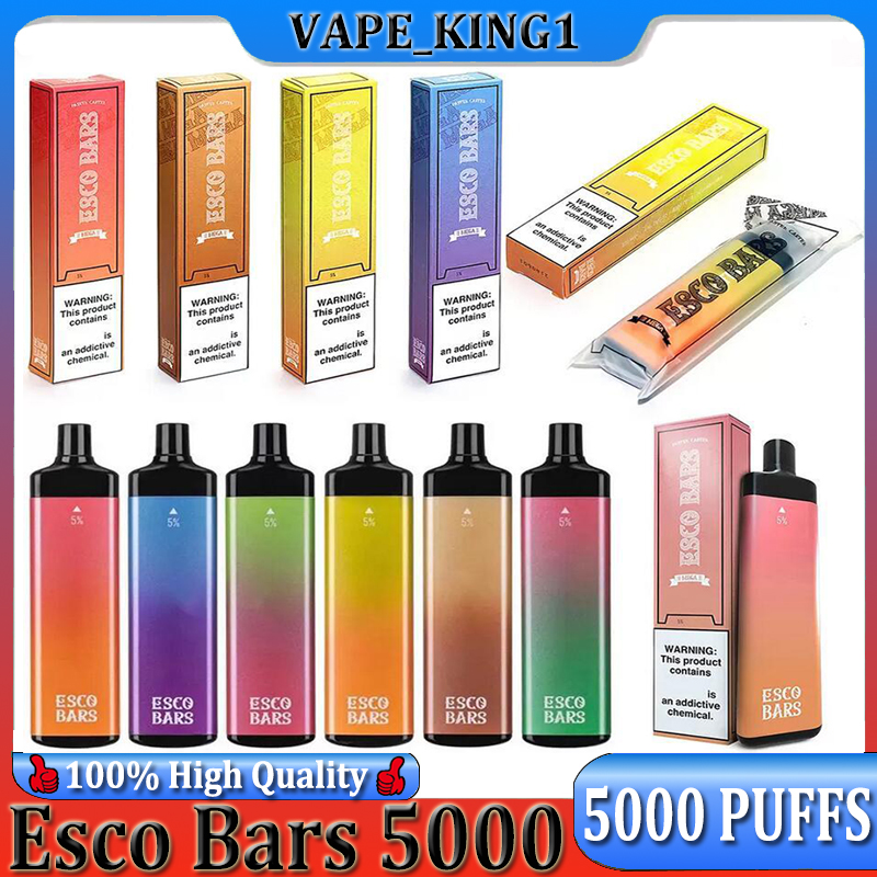 

Esco Bars Mega Disposable E cigarettes 5000 Puffs Vape Pen 600mAh Rechargeable Battery 14ml Pre-filled Vapor Mesh Coil Cartridge Device Esco bar