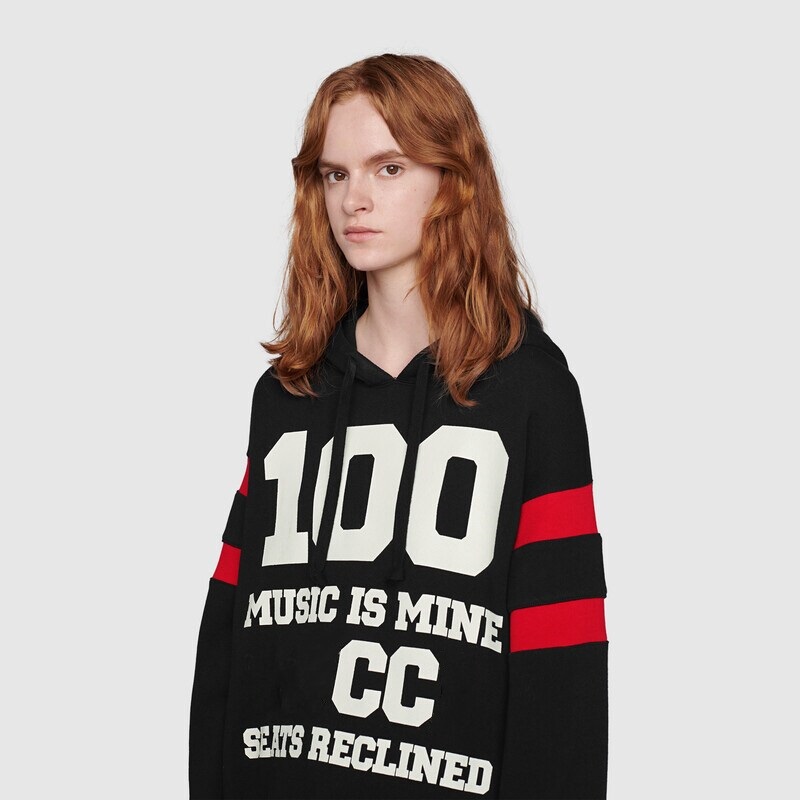 

European Made in Italy 100th anniversary Letter printed Hoodies Autumn Spring Fashion Luxury Men Women Sweatshirt High Street Pullover Hooded, Black