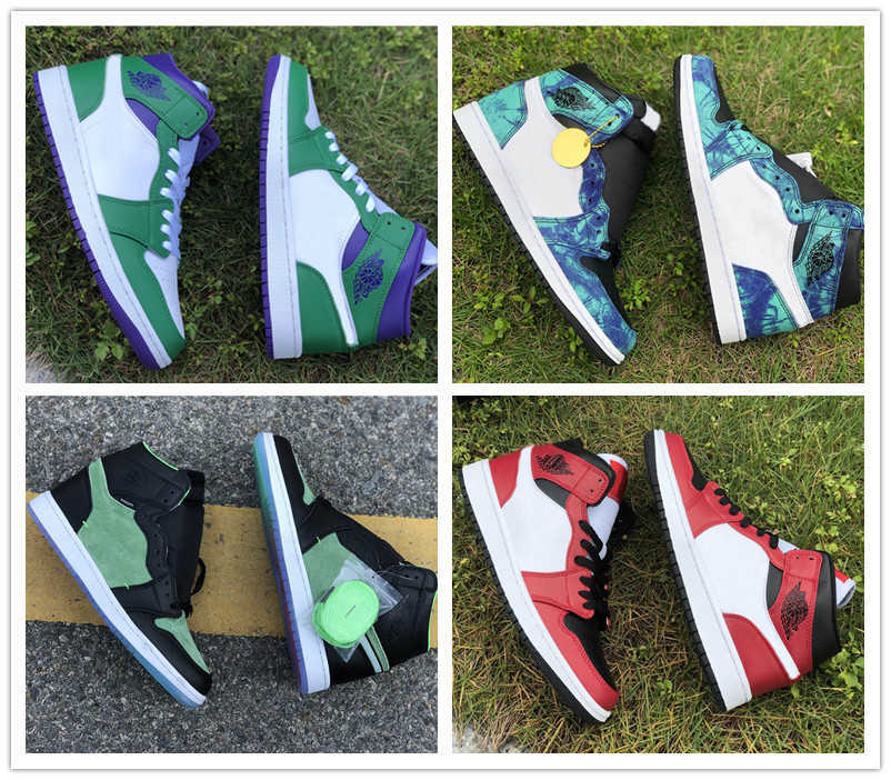 

High OG 1 WMNS Tie-Dye Men Women Basketball Shoes good quality 1s Rage Green Purple Athletic Sneakers Trainer with box