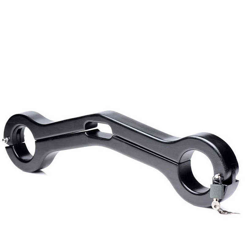 

NXY Cockrings EST HUMBLER Wooden Ball with Handcuffs Stretchers Scrotum Lock s Bondage CBT Stretching Femdom Slave Toys 1124