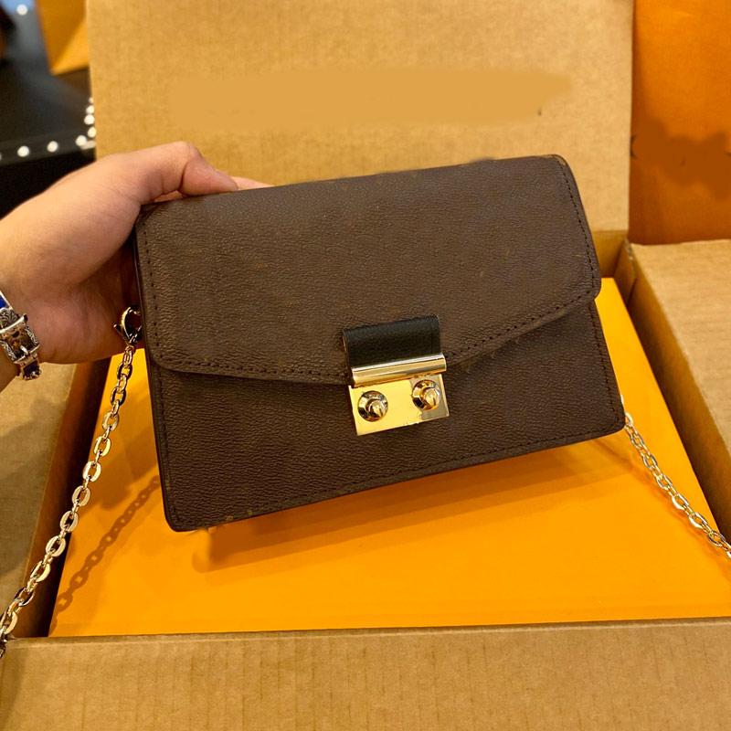 

2021 Women Bags padlock Single Shoulder Slant Span Bag Fashion Patchwork Plaid Color Gold Hardware Hasp Grain Genuine Leather