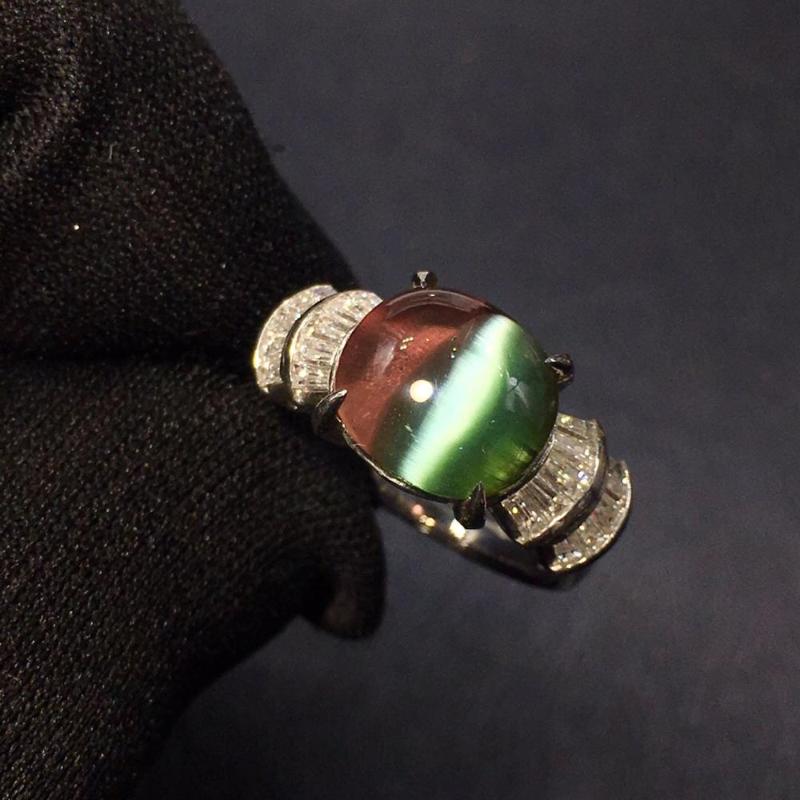 

Cluster Rings Fine Jewelry Anillos Oro Real Pt900 100% Natural Brazil Tourmaline 5.18ct Gemstone Female For Women Ring
