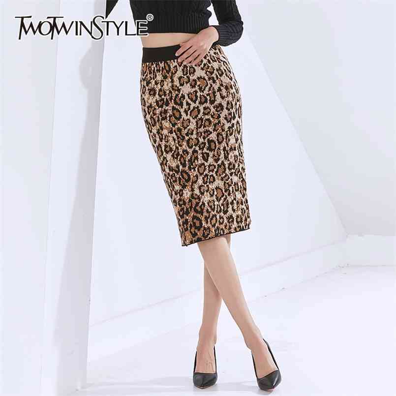 

Leopard Print Skirt For Women High Waist Hit Color Designer Bodycon Slim Mid Skirts Female Autumn Clothing 210521