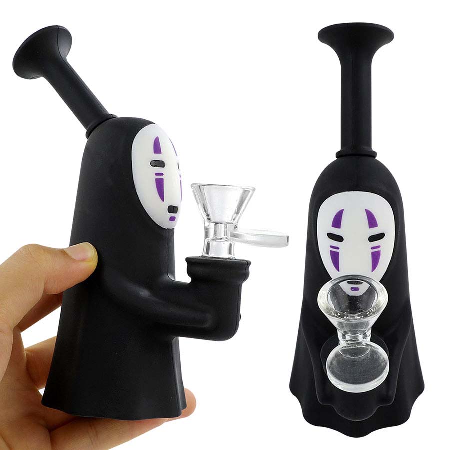 

Kaonashi smoking pipe silicone water bong tabacco pipes shisha hookah set glass bongs beaker bubblers dag rig smoke kit wholesale
