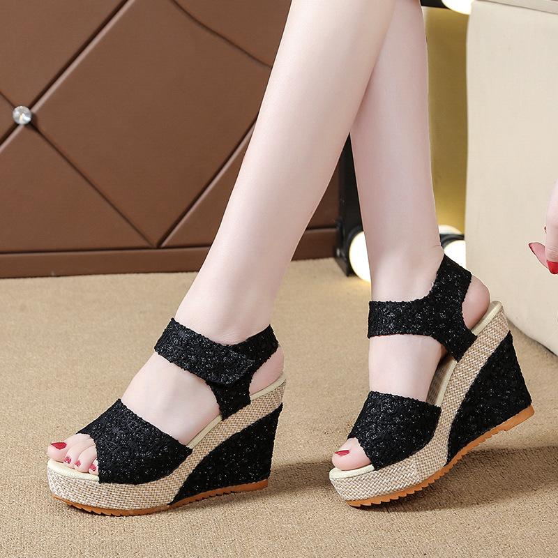 

Sandals Women's Peep Toe Wedges Platform Elegant Ladies Casual Woman Ankle Strap Shoes Female Pumps 2021 Summer, Beige