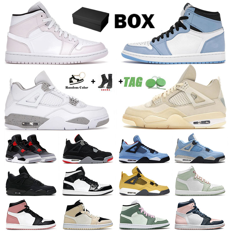 

Jumpman 1 4 Basketball Shoes For Mens Off White Sail Black Cat 4s High OG Dark Mocha Mid Carbon Fiber Seafoam Oreo Pink Men Women Designer S