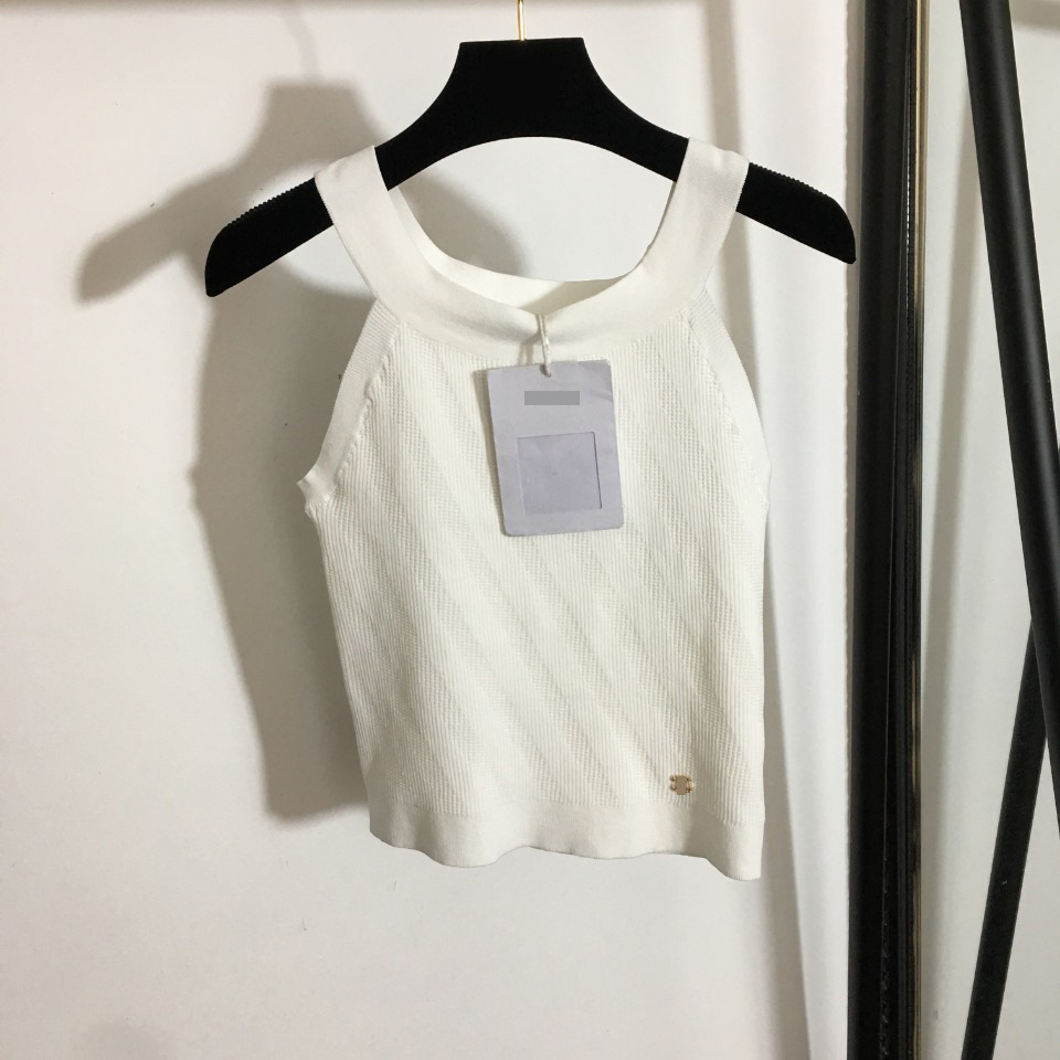 

704 2021 Runway Spring Summer Brand SAme Style Sweater Sleeveless Crew Neck Black White Sweater Fashion Pullover Womens Clothes High Quality, White;black