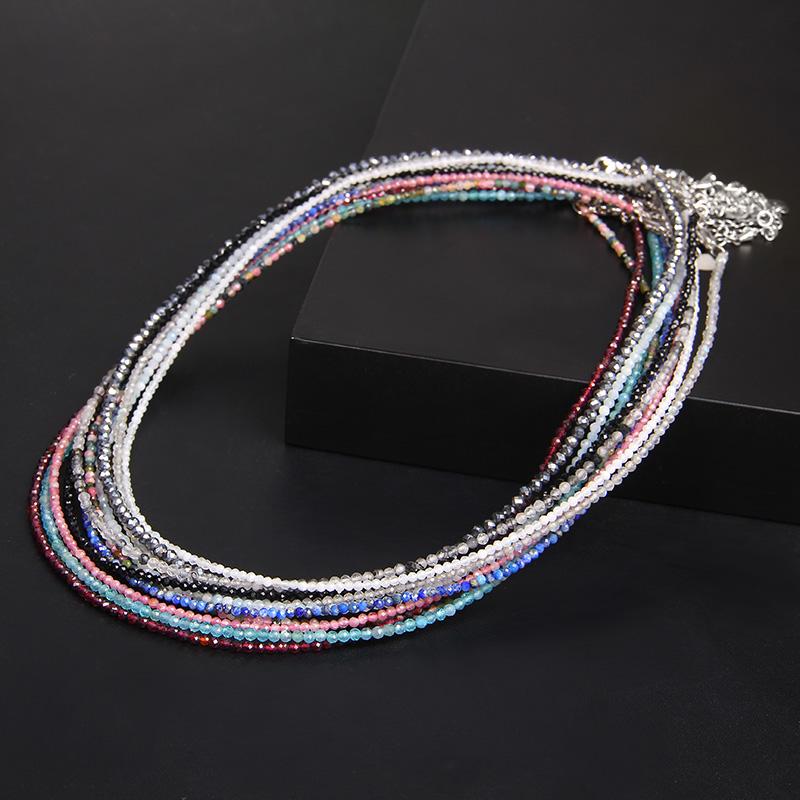 

Chokers Fashion Simple 2 3MM Stone Bead Chain Choker Necklace For Women Charm Handmade Party Jewelry Ladies Drop