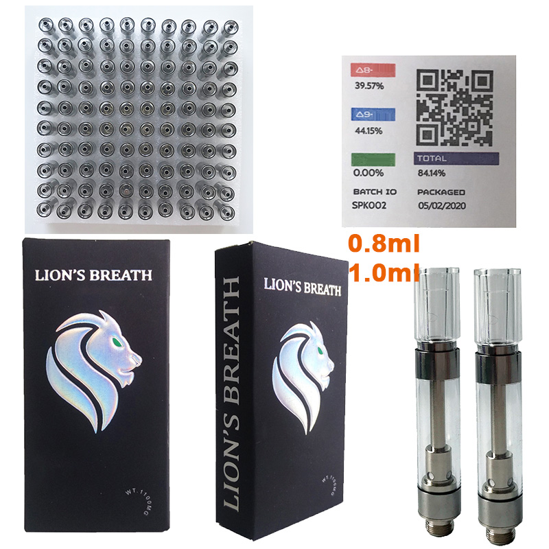 

LIONS BREATH Vape Carts Atomizers 0.8ml 1ml Ceramic Empty Vape Pen Cartridge Vaporizer 510 Thread E Cigarettes