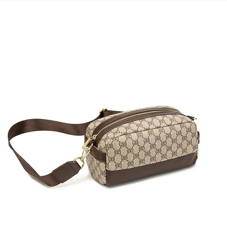 

Factory wholesale men bag street fashion printing mens messenger bags simple Joker leather handbag personality zipper contrast fashions handbags, Khaki(boutique box)