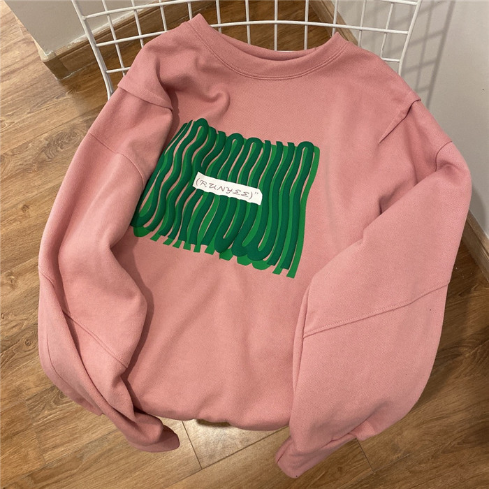 

hoodies t shirt 655556 south korea 2021 spring bead cotton loose and thin shoulder sleeve splicing pullover, Black