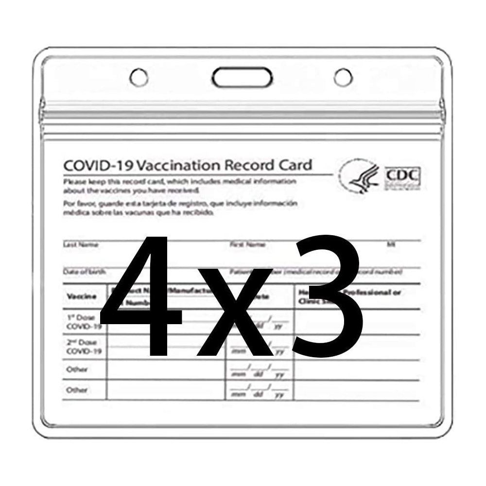 

4*3 inch Card Protector Plastic Waterproof Case Business-Card Files PVC Sleeve With Zip For CDC Paper Vaccination Cards Clear Protective Cover