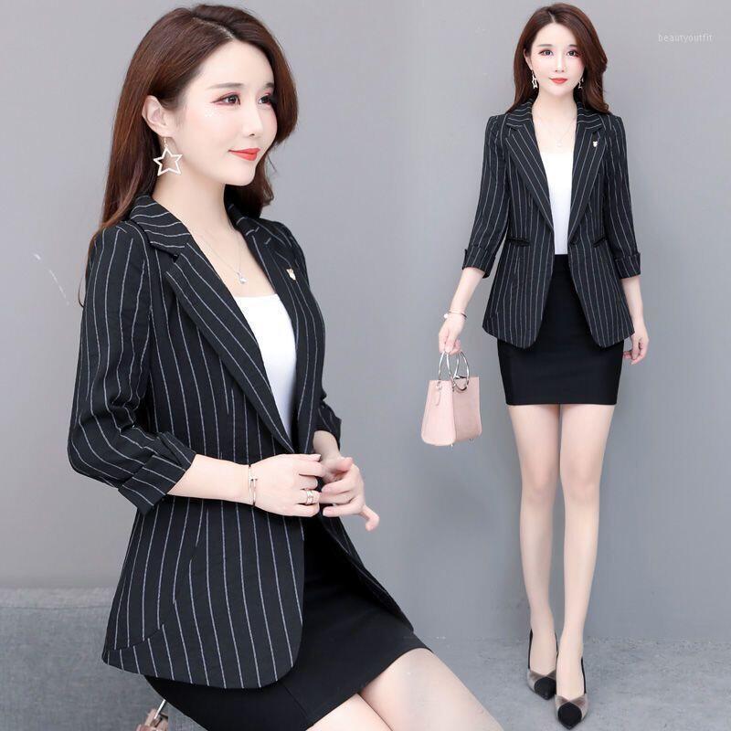 

Stripe Suit Women Blazer 2021 Blazers Suits Short Slim Jacket Female Coat Black Spring Auutmn Jackets Woman Coats Women's &