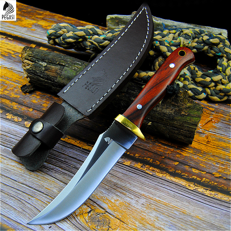 

PEGASI 7HR15MOV tactica straight knife north American sharp hunting knife outdoor sef-defense knife home sice + hoster