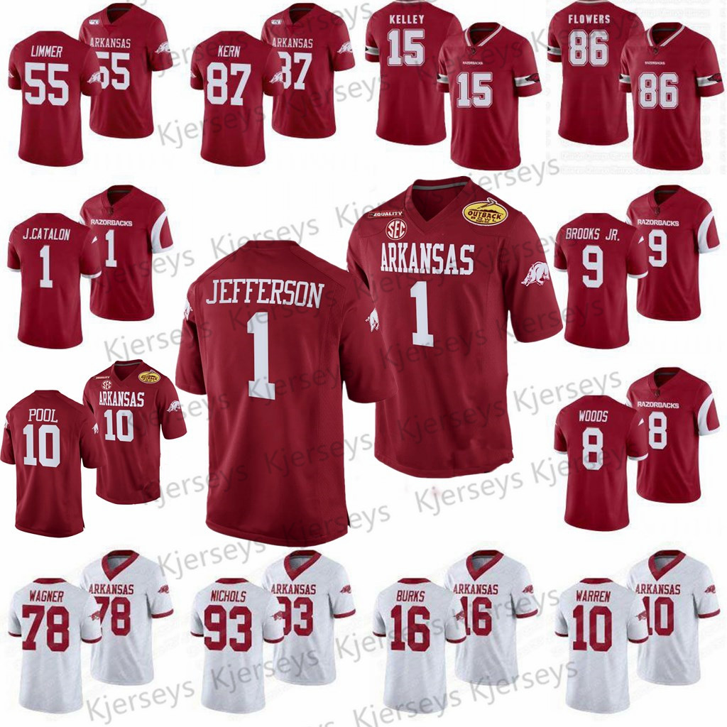 

Arkansas Razorbacks Malik Hornsby Jersey dalton wagner beaux limmer feleipe franks isaiah nichols treylon burks Outback Bowl Cardinal CFP Jerseys, Men's outback bowl cardinal cfp jersey