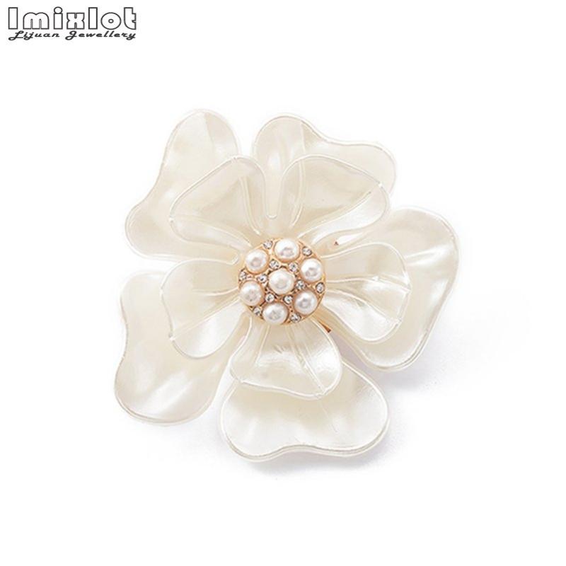 

Pins, Brooches Fashion Shell Flower For Women Wedding Imitation Pearls Rhinestone Bouquet Bijoux Pins Clothing Jewelry Accessories, Gray