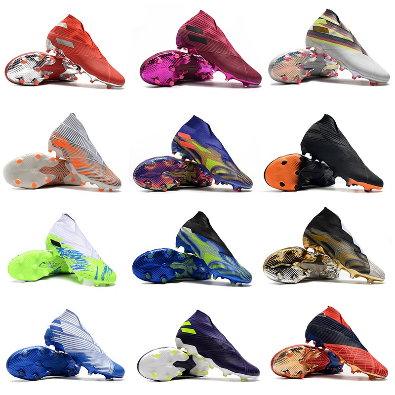 

Atmospheric Pack White Shock Pink Mens Soccer Shoes Nemeziz 19+ FG Superlative Royal Blue Cleats Superspectral Screaming Orange Precision To Blur Football Boots, Color9